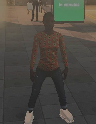 Your character on a London high street at night